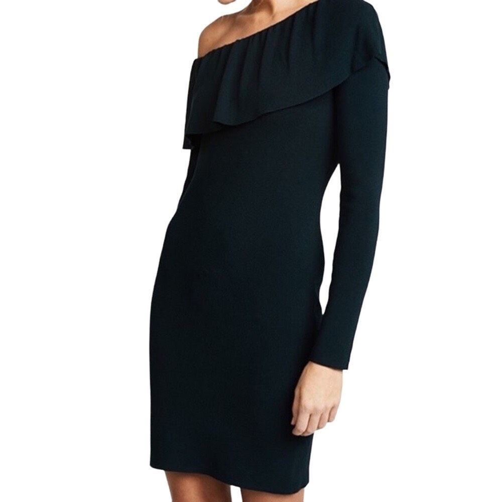 Club Monaco Off Shoulder Ruffle Knit Dress Green Size L